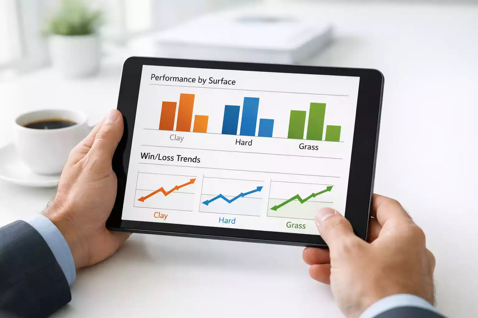 Expert consultant des graphiques de performance tennis sur tablette