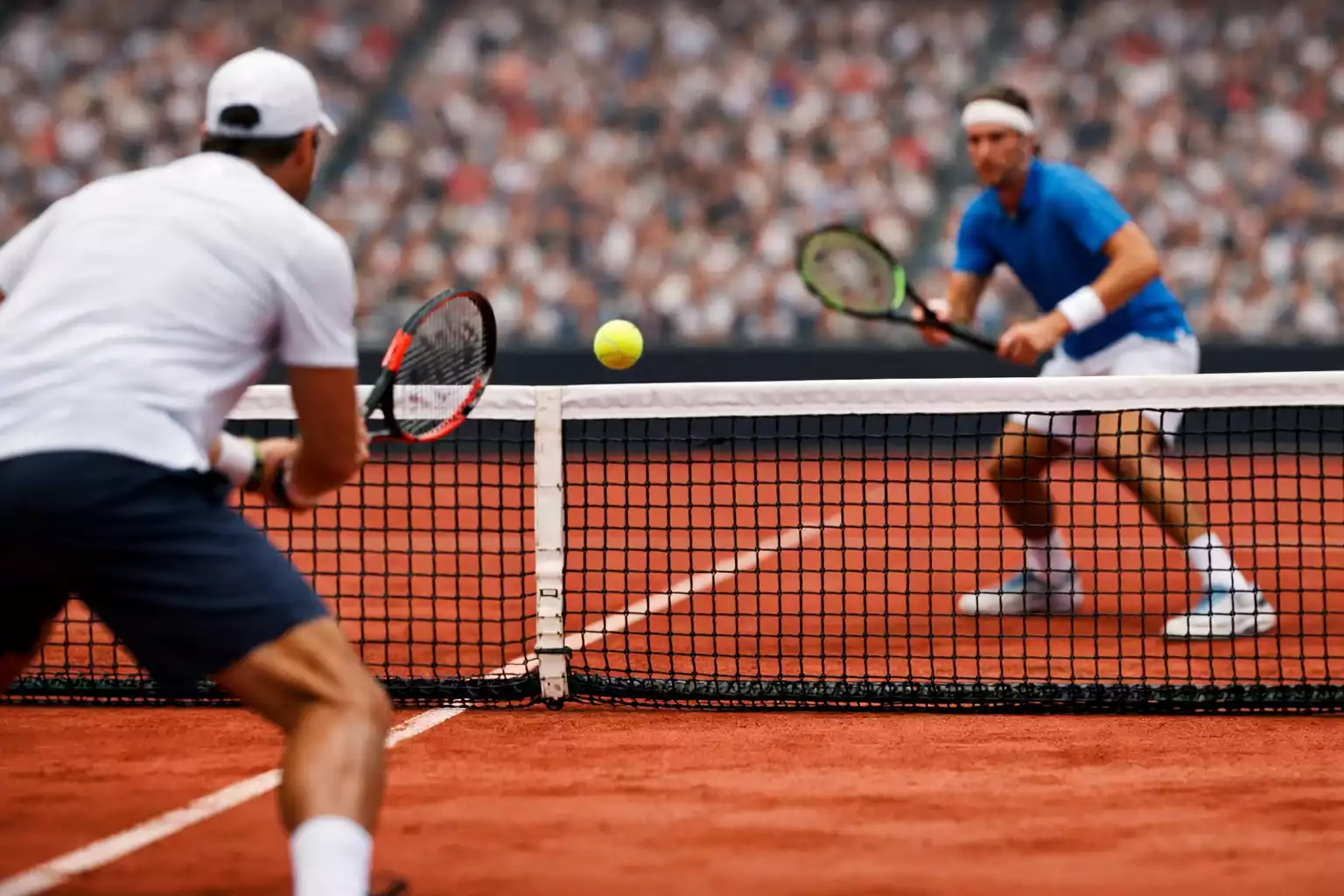 Échange intense sur court de terre battue